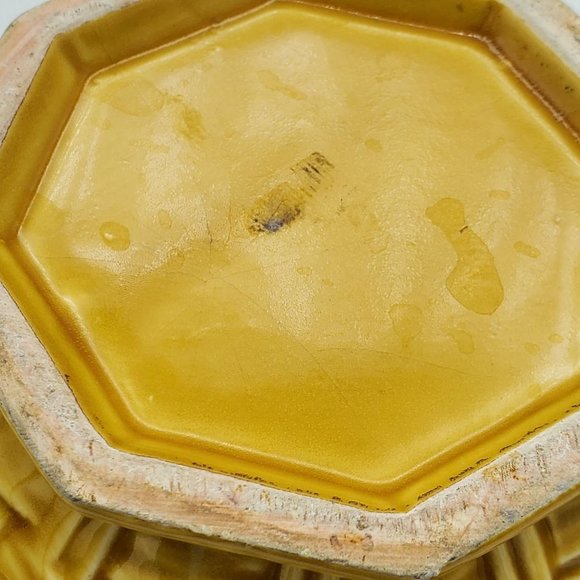 Mustard Yellow Basket Woven Glazed Decorative Tea Pot Cottagecore - Picture 10 of 13